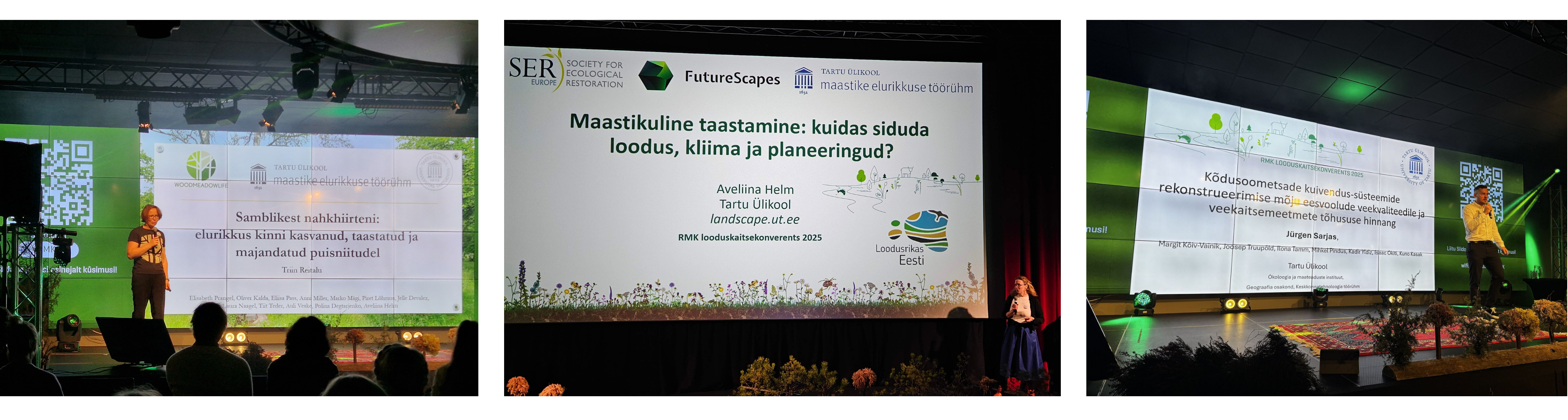 Triin, Aveliina ja Jürgen konverentsil ettekandeid tegemas